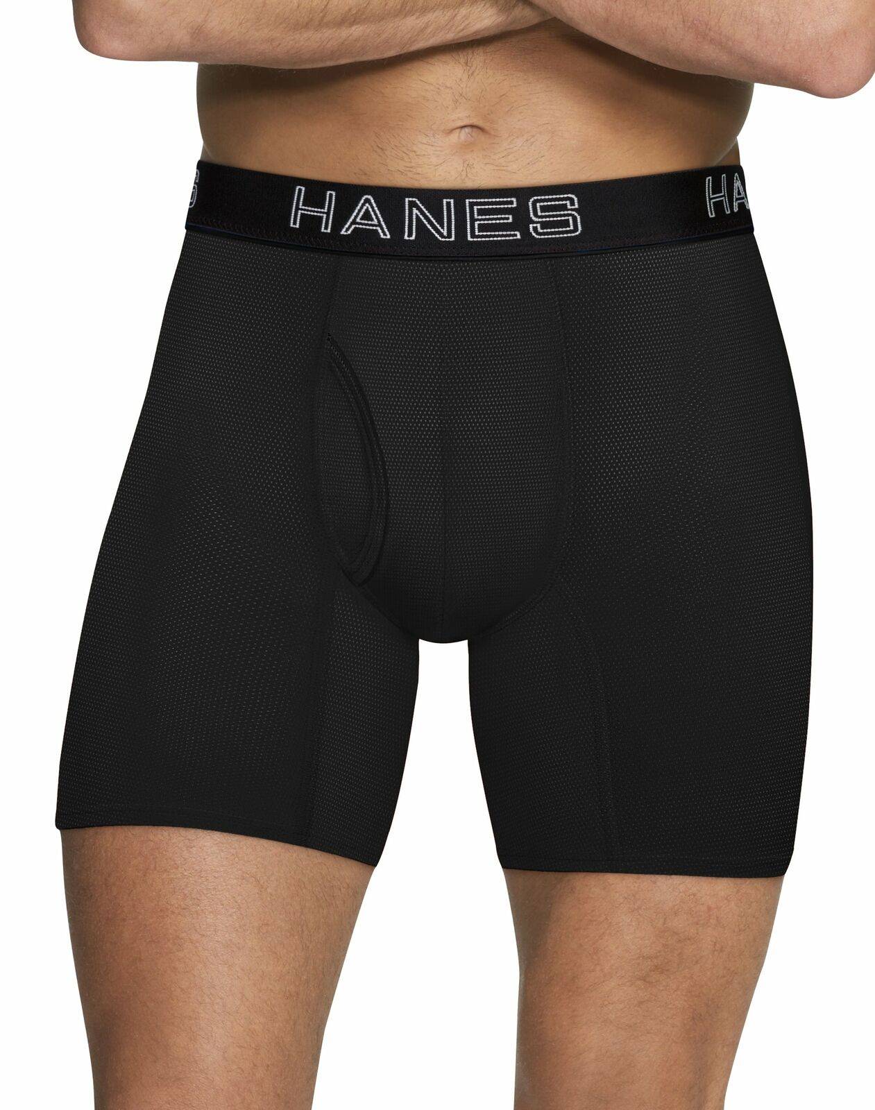 Hanes 4-Pack Men's Ultimate Long Leg Boxer Comfort Flex Fit Brief Black/Grey