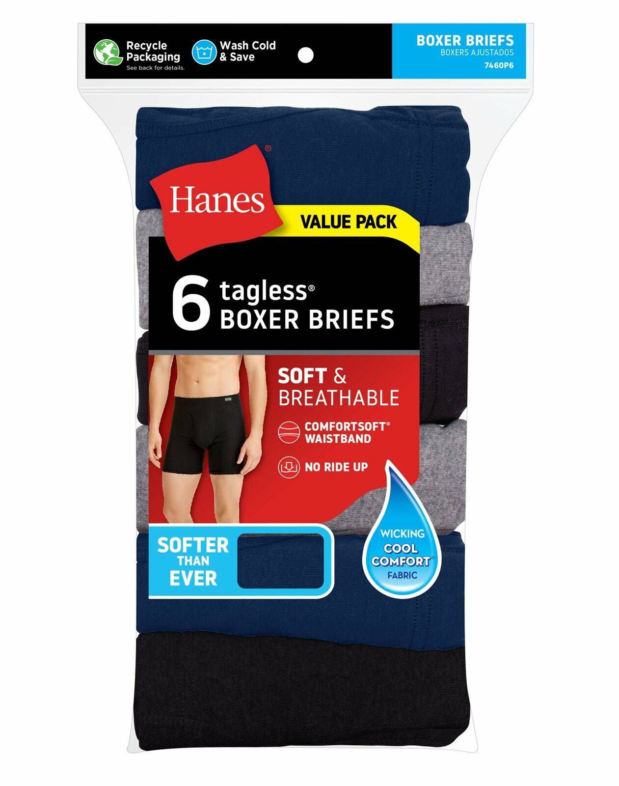 Hanes Ultimate Boxer Brief 5-Pack Men's Stretch Long Leg Comfort Flex  Waistband