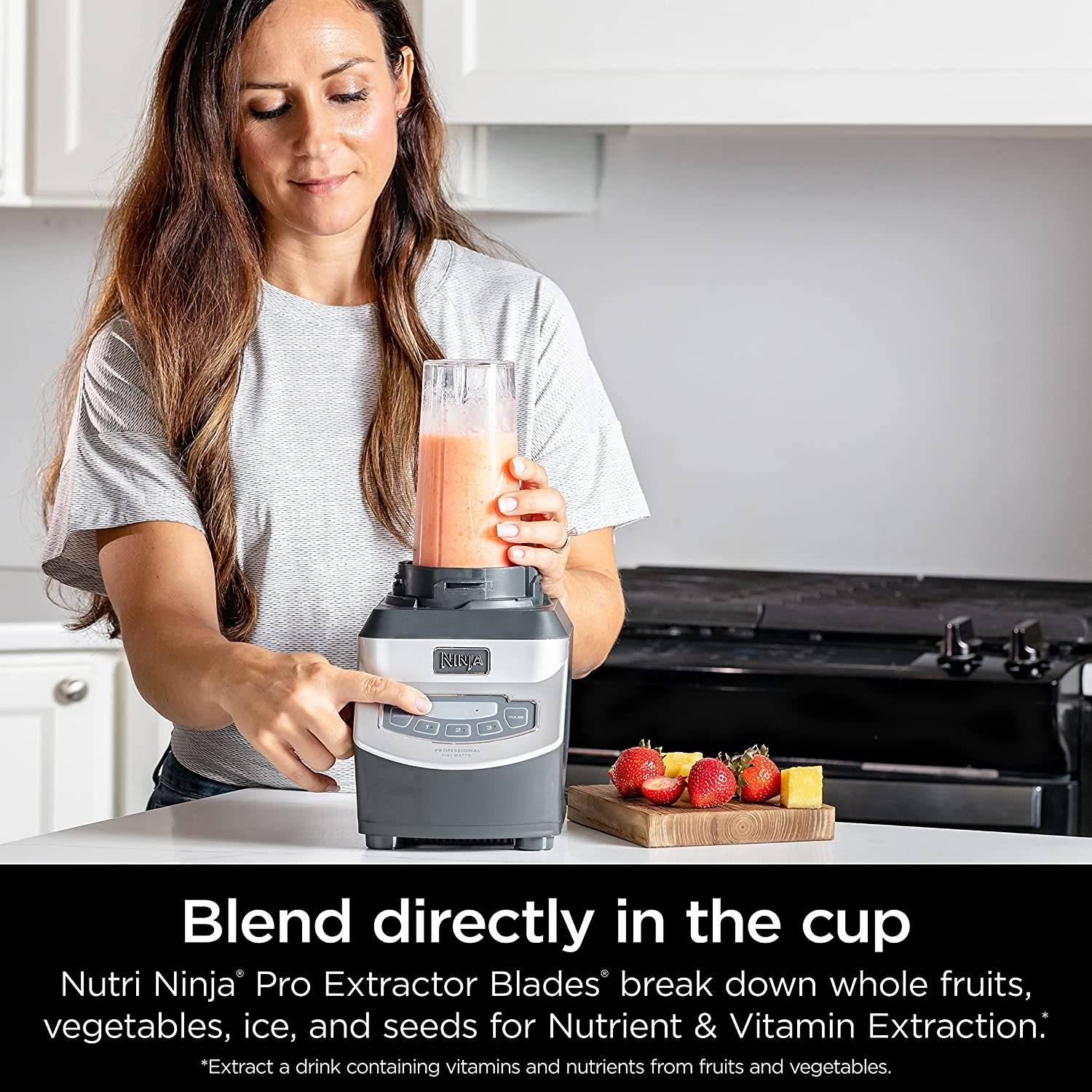 Ninja Professional Blender with Single Serve Cups Impressive 1000W (Re –