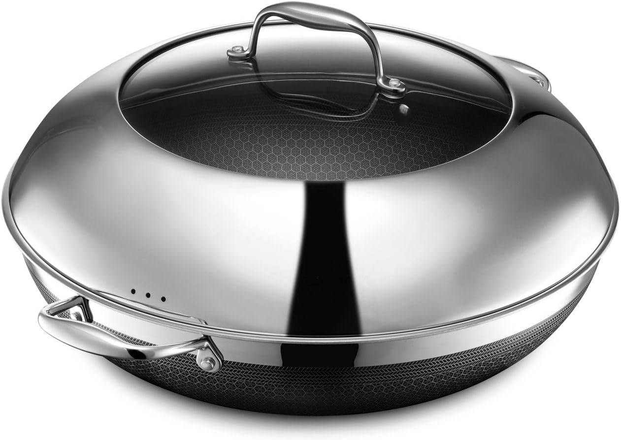 HexClad 8 Inch Hybrid Stainless Steel Frying Pan with Stay-Cool