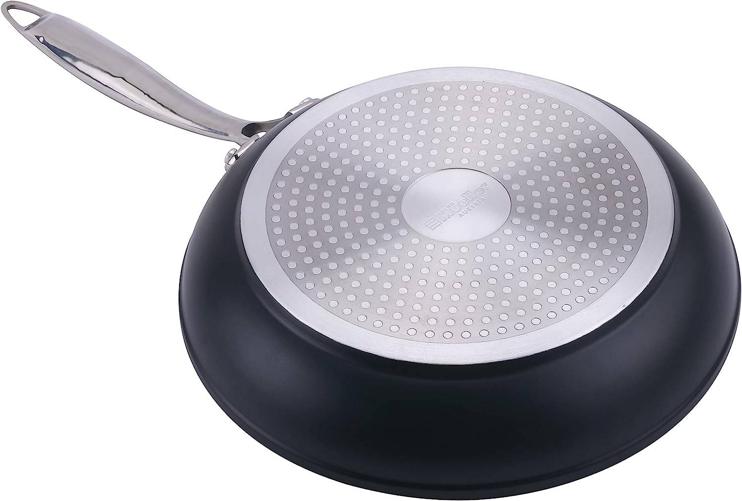 Mueller 10-Inch Non Stick Frying Pans, No PFOA or Apeo, Heavy Duty German Stone Coating Cookware, Aluminum Body, Evercool Stainless Steel Handle,Black
