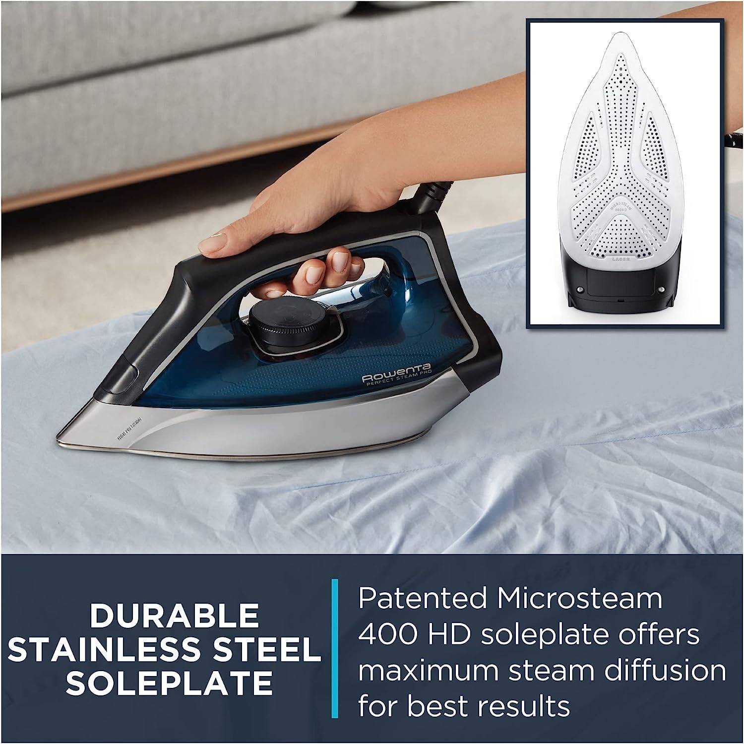 Rowenta DW2459 Access Steam Iron with Retractable Cord and Stainless Steel Soleplate Black