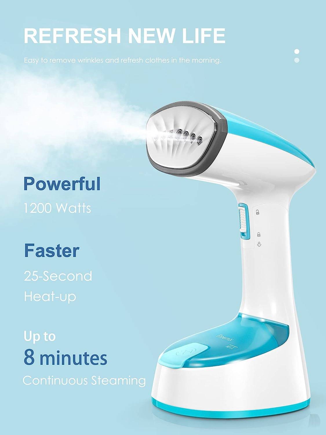 BEAUTURAL Steamer for Clothes, Portable Handheld Garment Fabric Wrinkles  Remover, 30-Second Fast Heat-up, Auto-Off, Large Detachable Water Tank