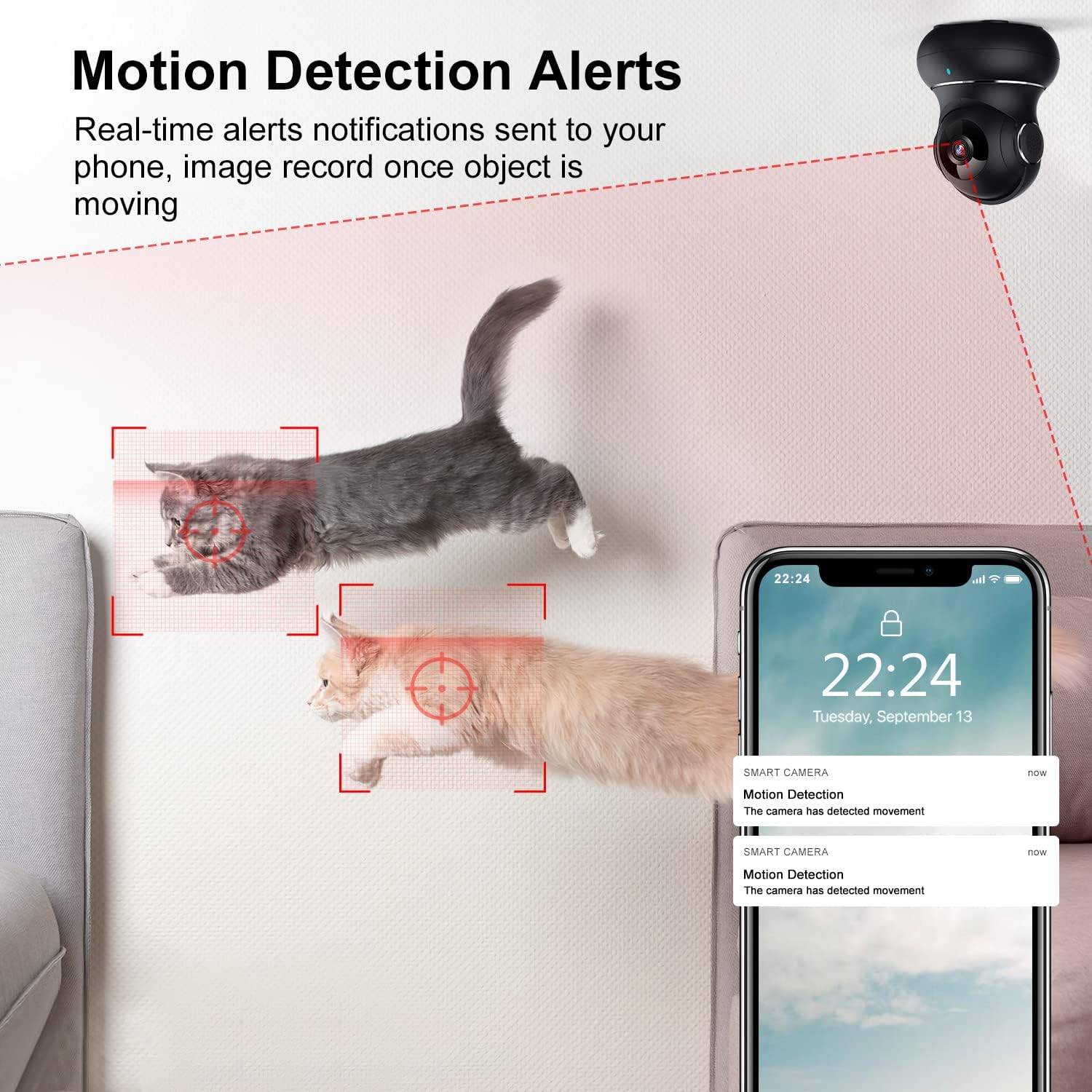 litokam Indoor Camera, Little elf Cameras for Home Security, 1080P Indoor  Security Camera with Night Vision, 360° Pet Camera with Phone App, Motion  Detection, 2-Way Audio, WiFi Camera Work with Alexa - Invastor